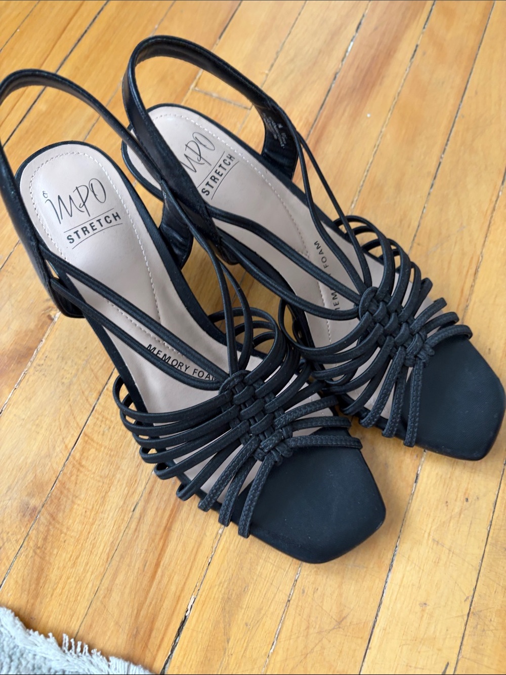 Impo Black Strappy Knotted Slingback Heels